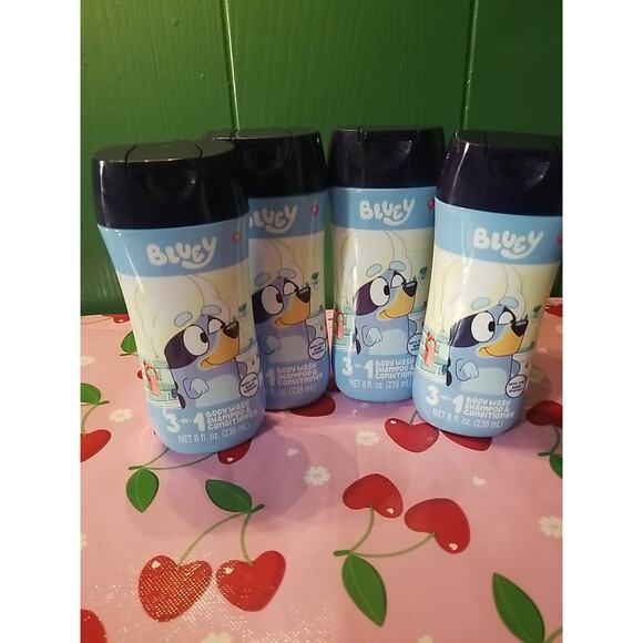 4 Bottles BLUEY 3-in-1 Body Wash Shampoo & Conditioner.Berry Scent 8oz Each. - Picture 1 of 5